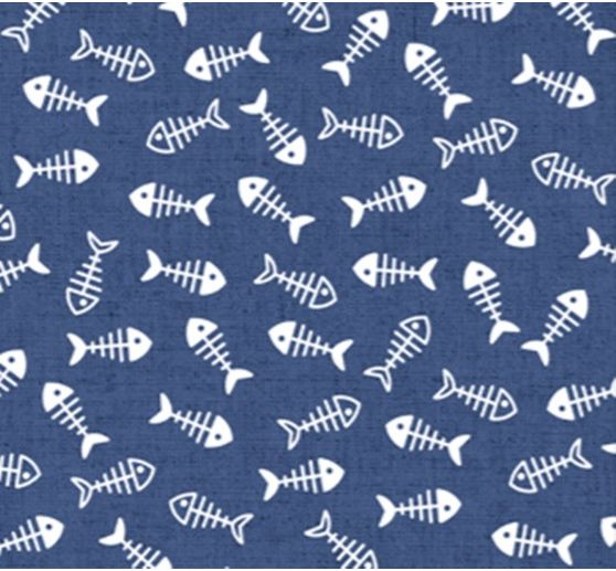 Motiv-Stoff Leinenoptik "Fischgr&auml;ten"