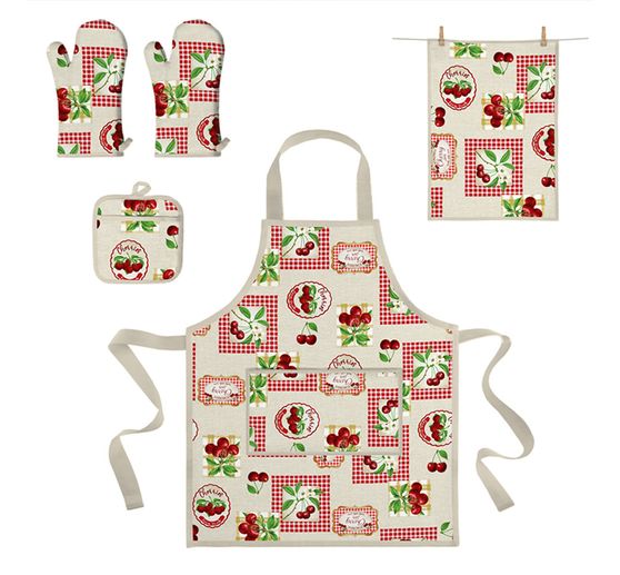 Motiv-Stoff Leinenoptik "Cherries"