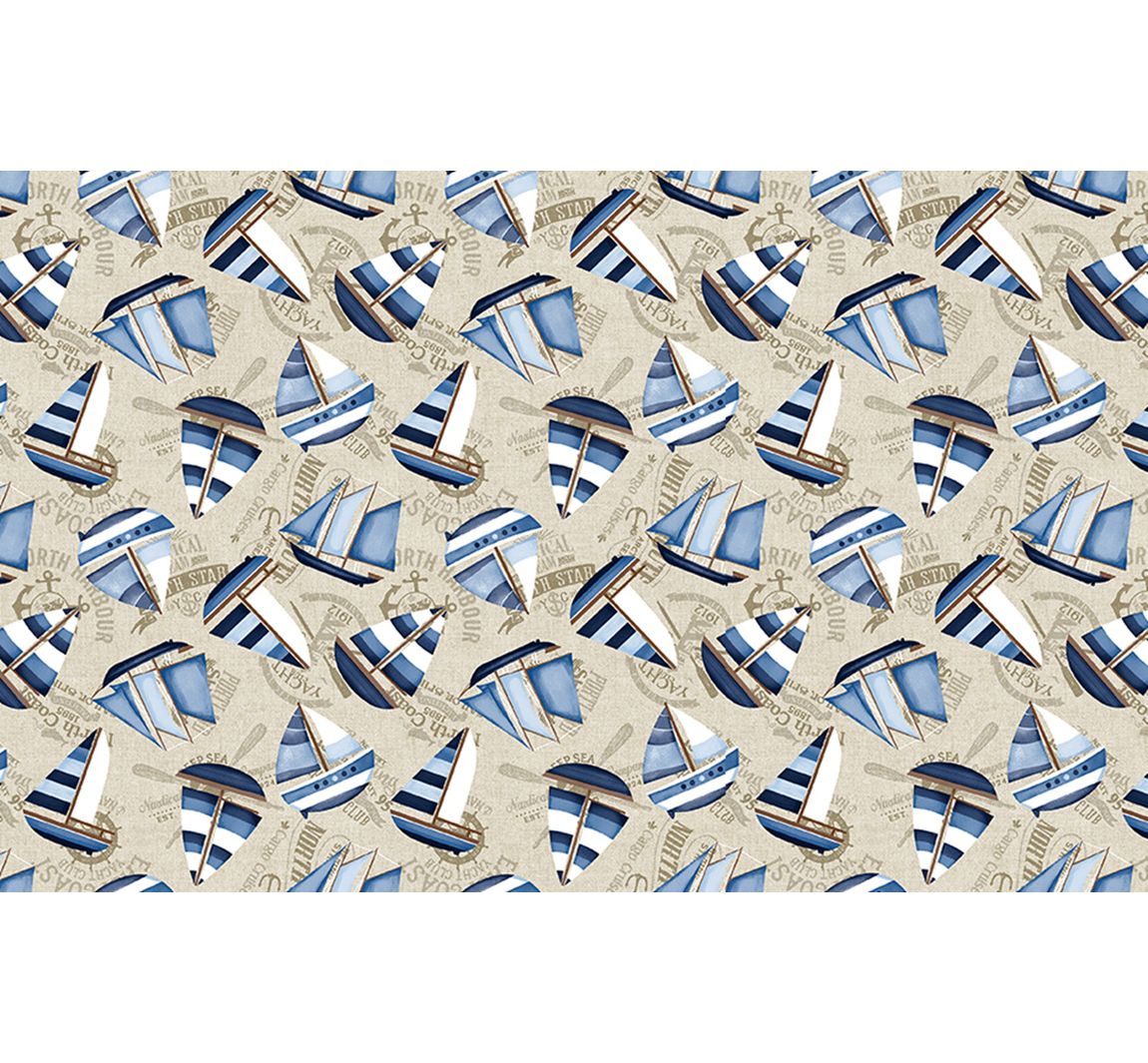 Motiv-Stoff Leinenoptik "Harbour"