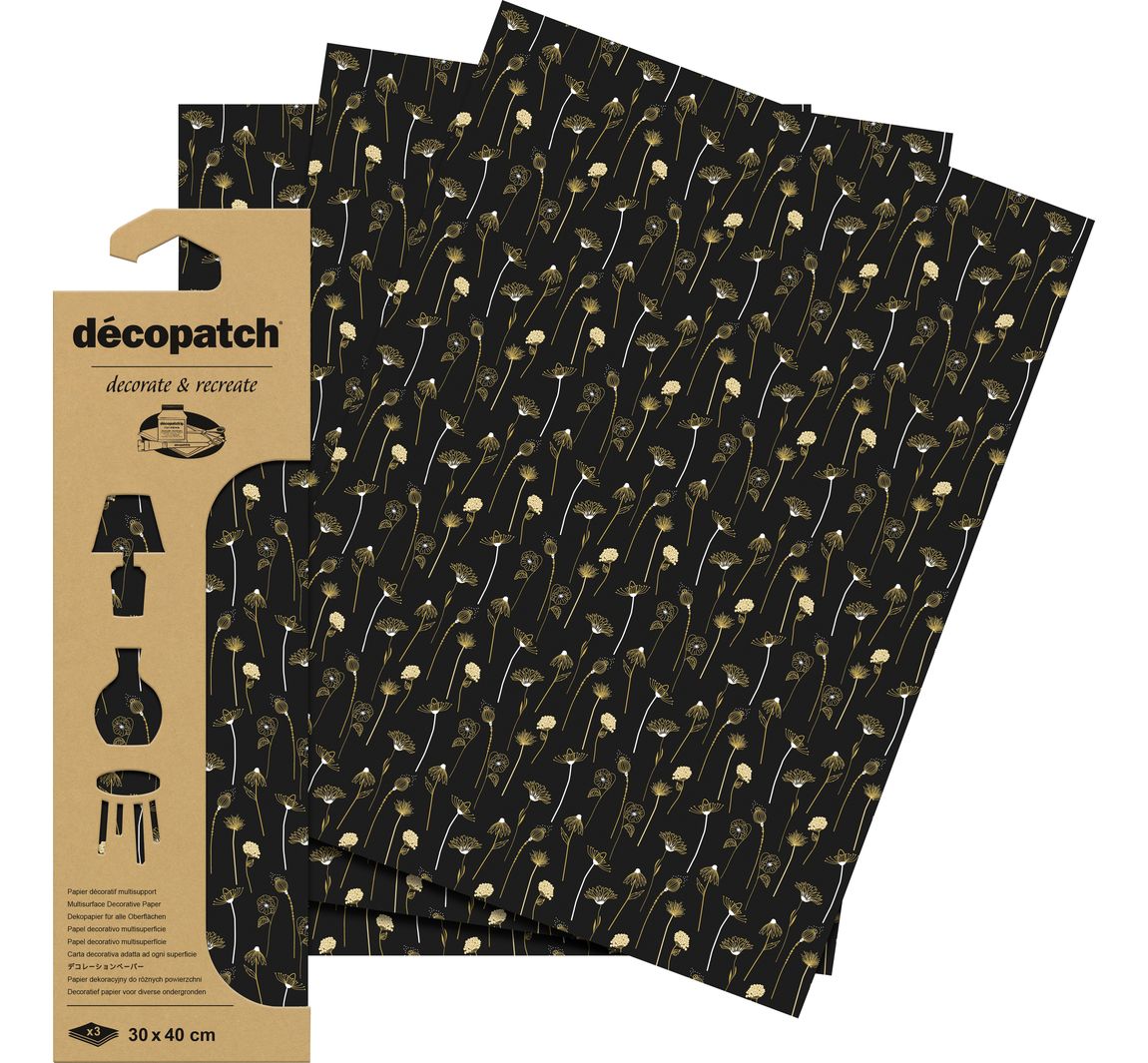 Décopatch Hot-Foil Papier "Golden Flowers"