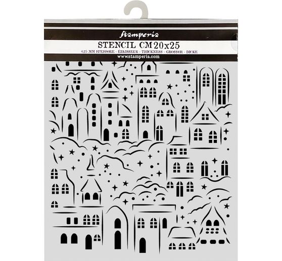 Stamperia Schablone "Christmas Village", 20 x 25 cm