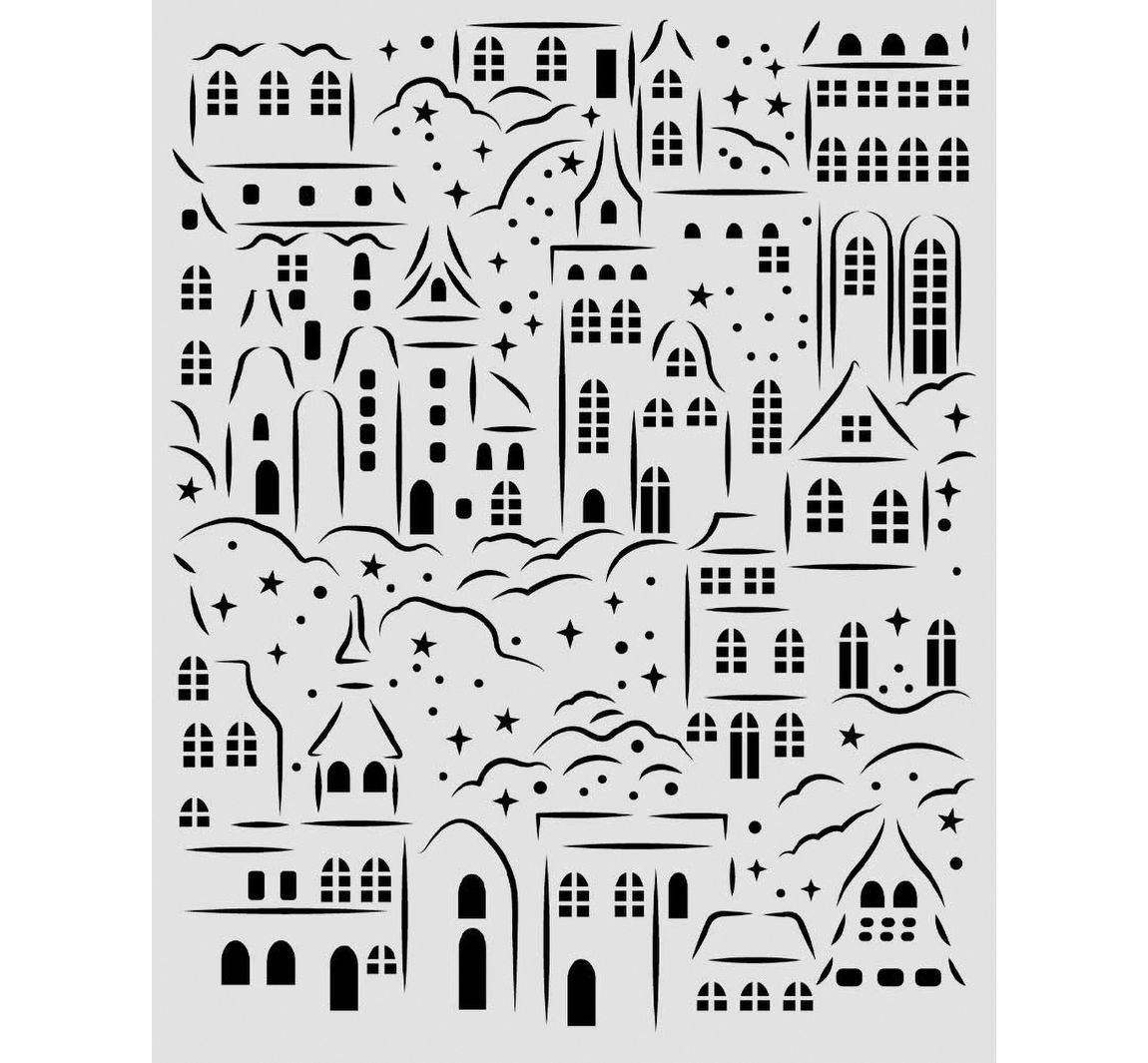 Stamperia Schablone "Christmas Village", 20 x 25 cm