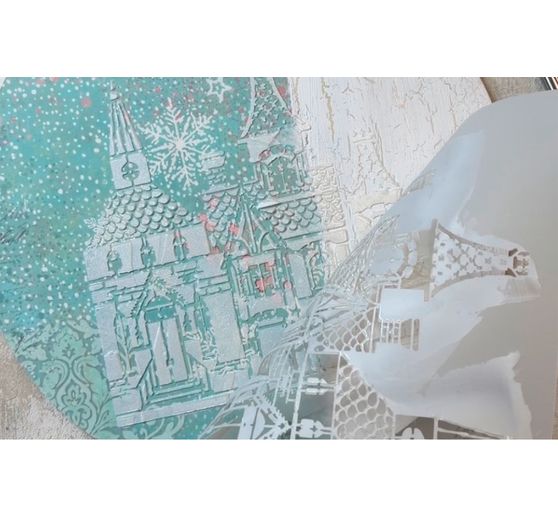 Stamperia Schablone "Christmas House", 20 x 25 cm