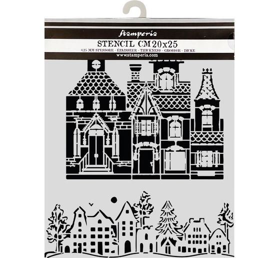 Stamperia Schablone "Christmas House", 20 x 25 cm