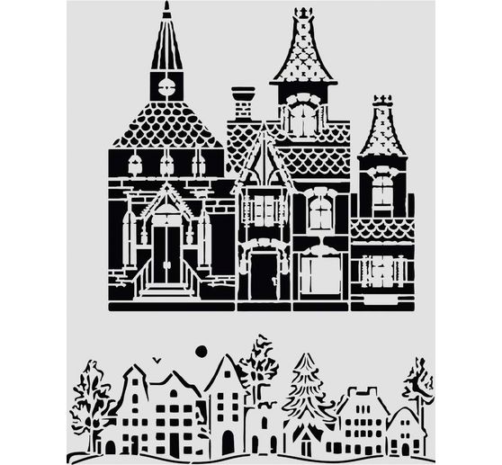 Stamperia Schablone "Christmas House", 20 x 25 cm