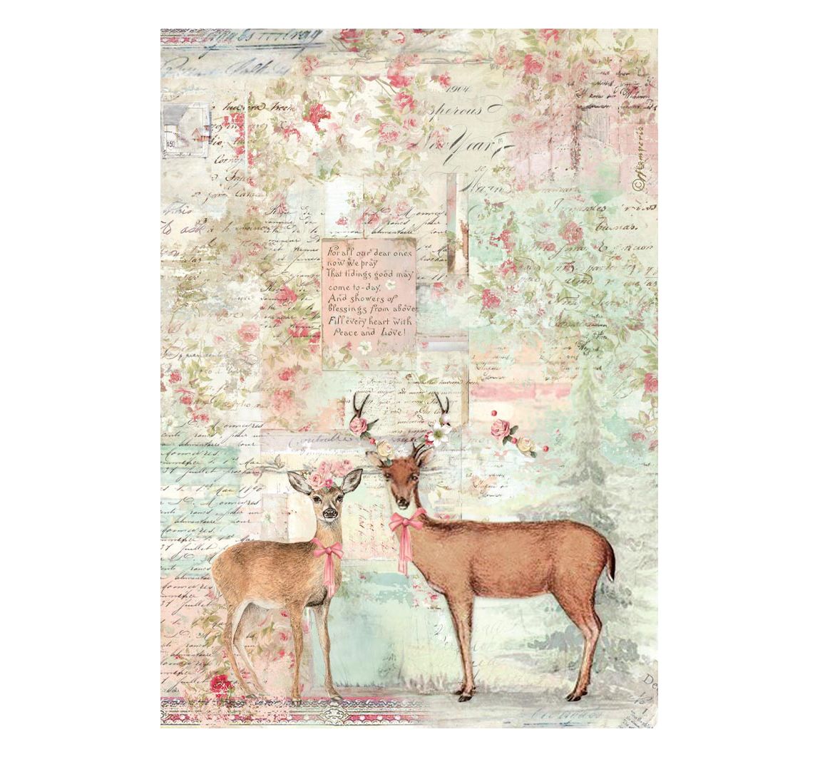 Stamperia Motiv-Strohseide "Winter Magic - Deer"