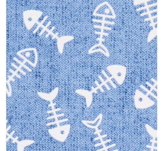 Motiv-Stoff Leinenoptik "Fischgr&auml;ten"