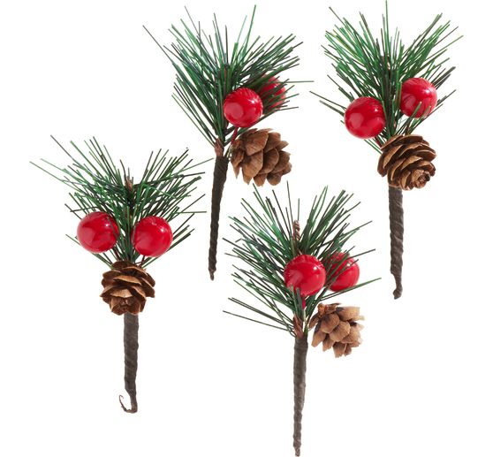 VBS Berry picks with pine cone, 4 pcs.