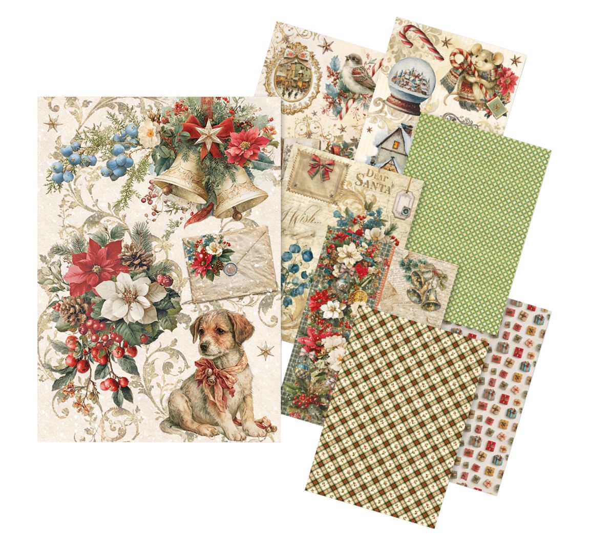 Ciao Bella Motiv-Strohseiden Sortiment "Cozy Christmas", 8er-Set