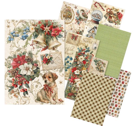 Ciao Bella Motiv-Strohseiden Sortiment "Cozy Christmas", 8er-Set