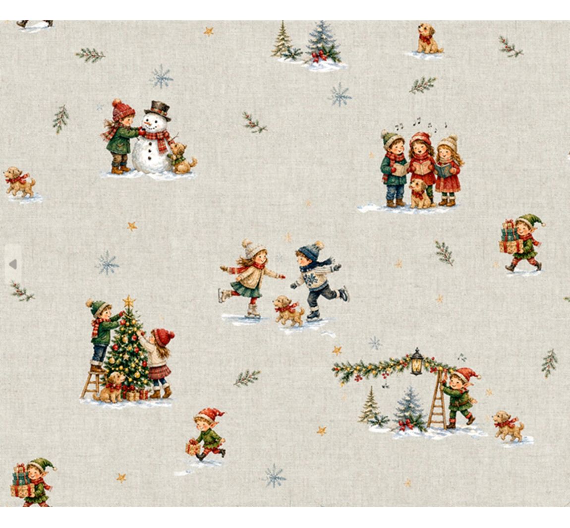 Baumwoll-Stoff "Weihnachtskinder Nostalgie", Acryl beschichtet