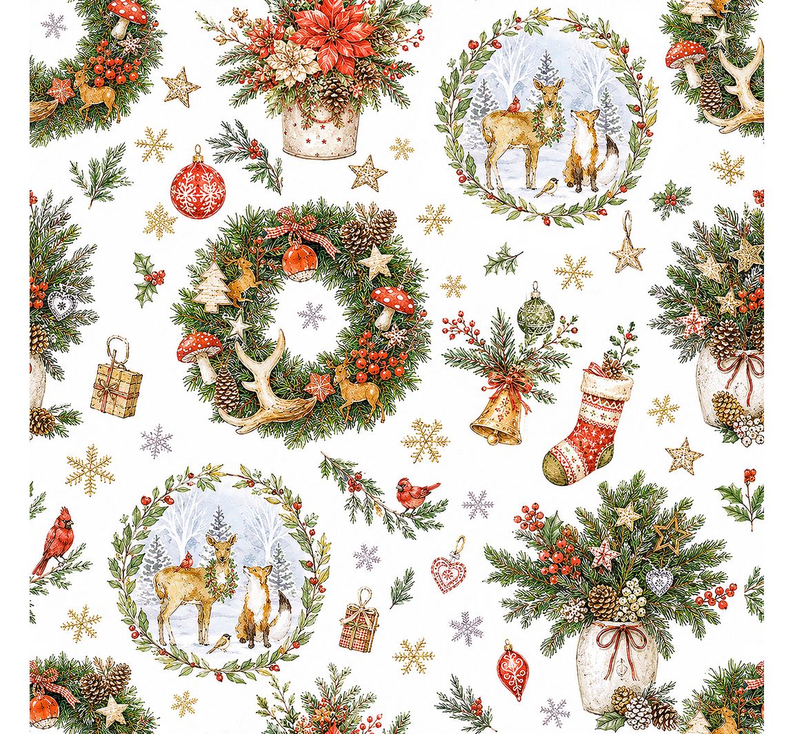 Baumwoll-Stoff "Festliche Weihnachtswelt", Acryl beschichtet