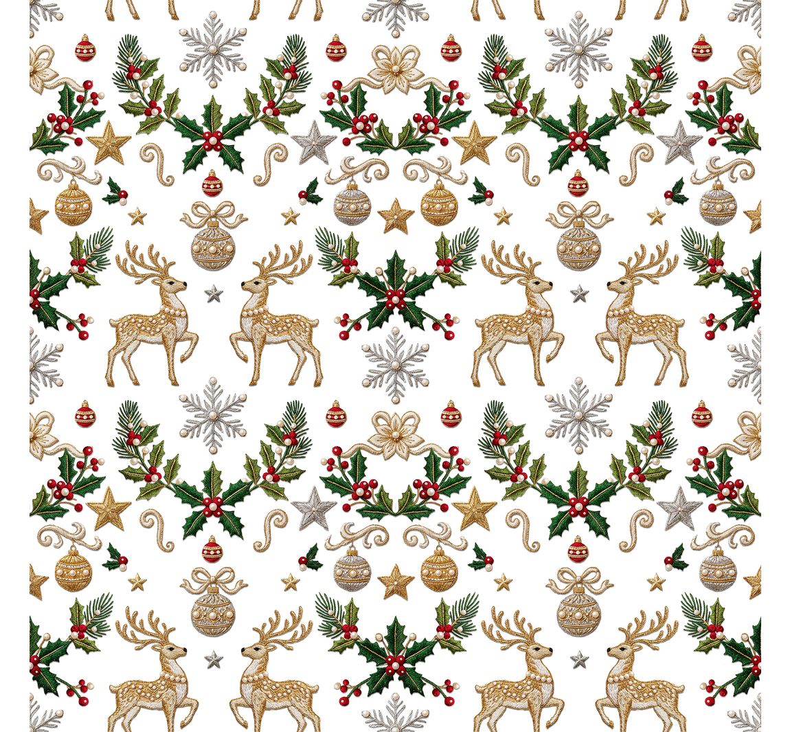Baumwoll-Stoff "Rentier & Ilex", Acryl beschichtet