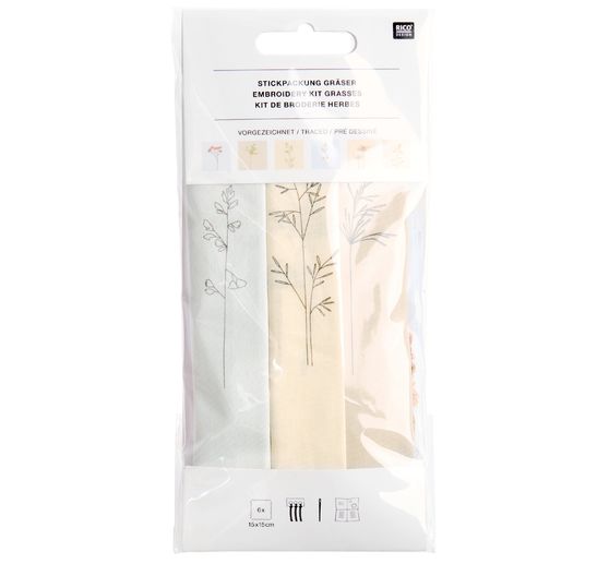 Stickpackung "Blumen und Gr&auml;ser", vorgezeichnet