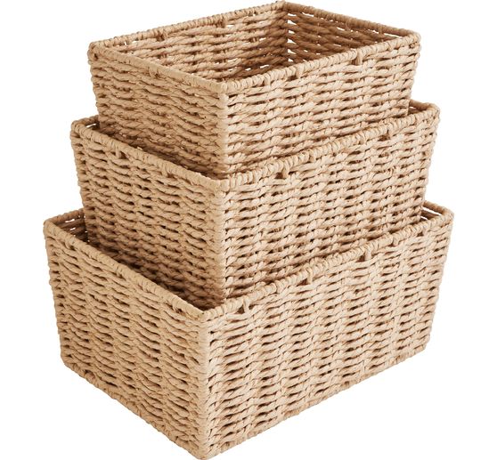 VBS Basket &ldquo;Rectangular&rdquo;, woven, set of 3