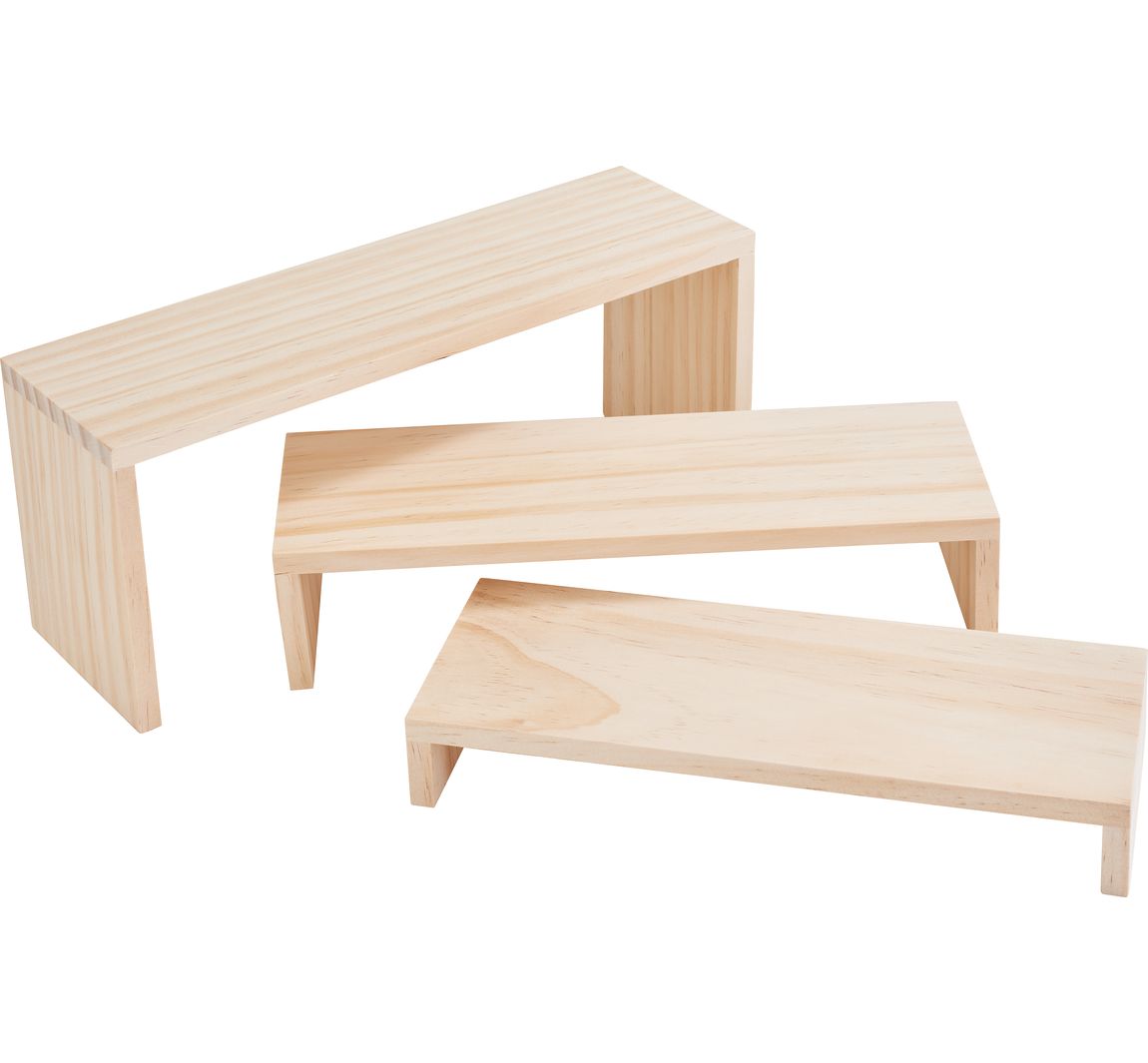 VBS Holz-Regal "Treppenstufe", 3er-Set