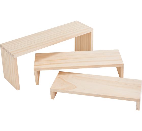 VBS Holz-Regal "Treppenstufe", 3er-Set