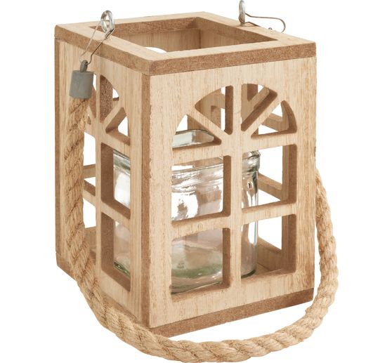 Holz-Laterne mit Fenster-Ausschnitten