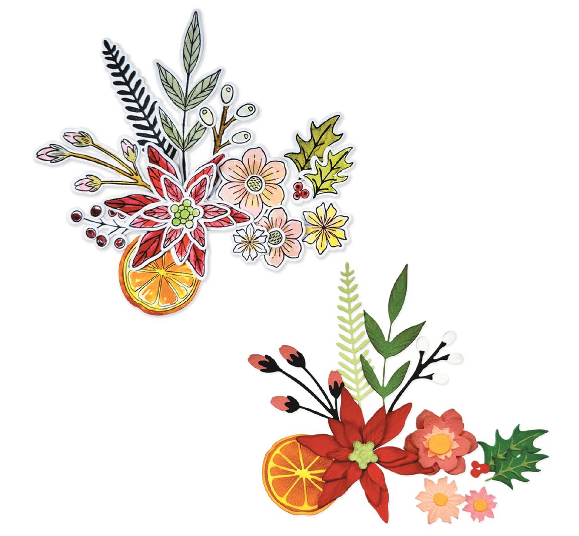 Sizzix Framelits Stanzschablone und Clear Stamps "Winter Florals by Vicki Boutin