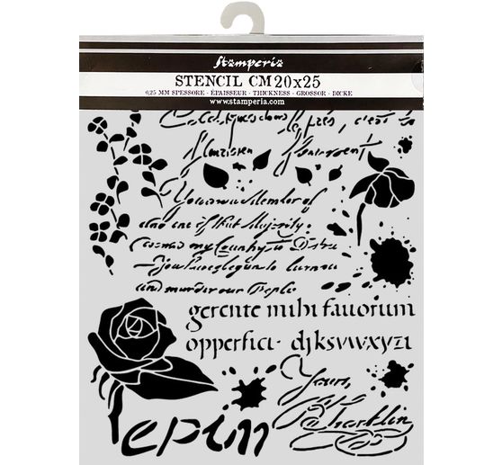 Stamperia Schablone "Flowers and Poems - Latin Inspirations", 20 x 25 cm