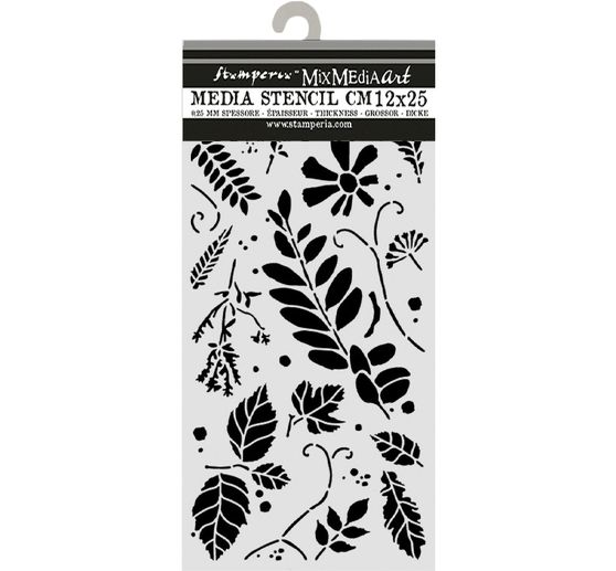 Stamperia Schablone "Flowers and Poems - Mixed Leaves", 12 x 25 cm