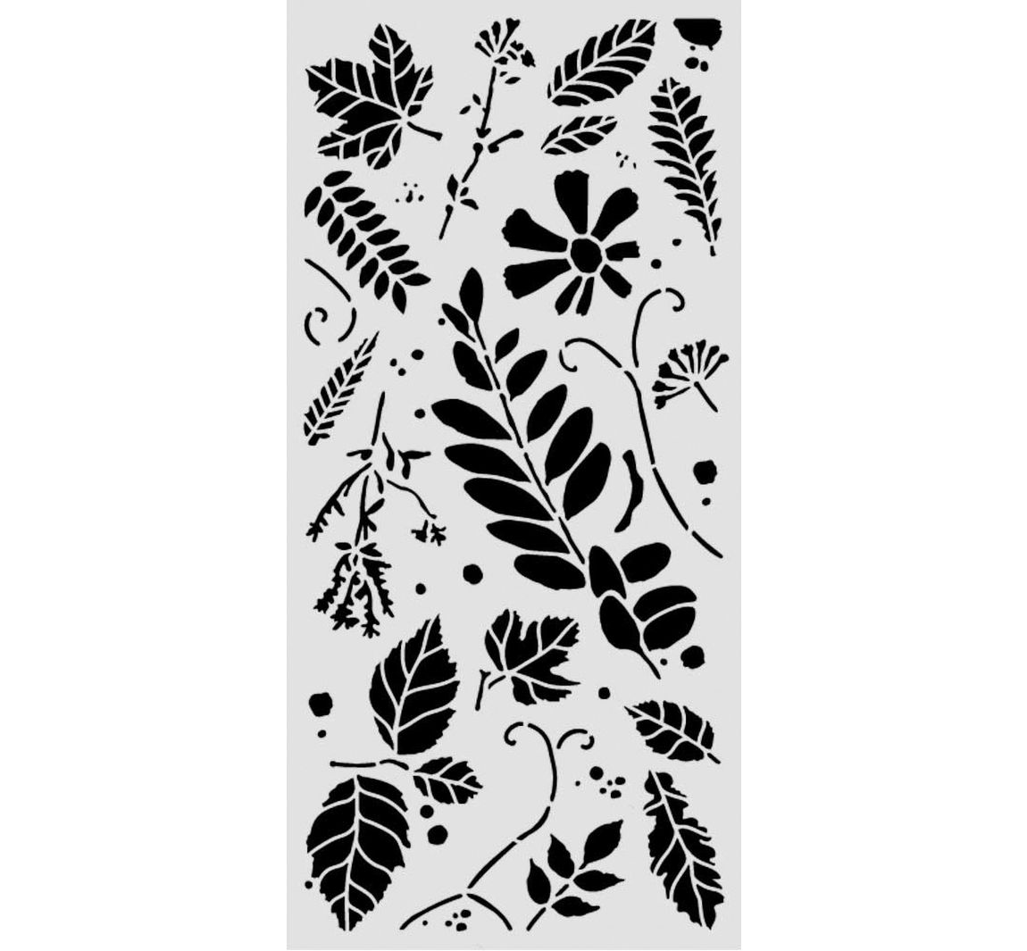 Stamperia Schablone "Flowers and Poems - Mixed Leaves", 12 x 25 cm