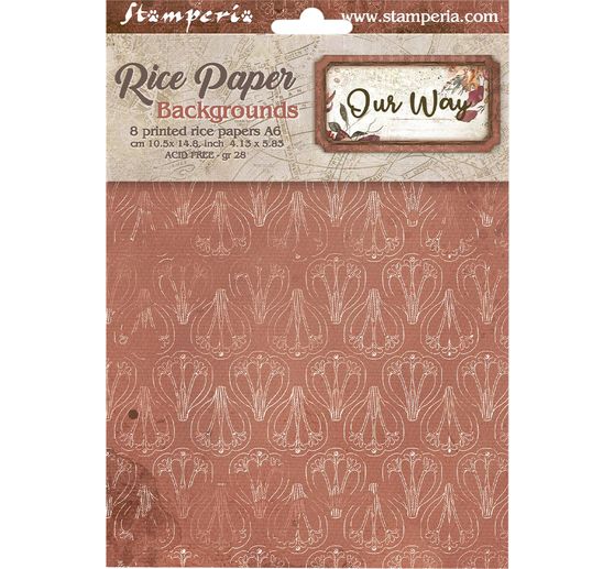 Stamperia Motiv-Strohseide Backgrounds "Our Way", DIN A6, 8er Set