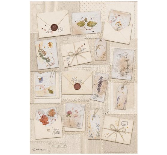 Stamperia Motiv-Strohseiden Sortiment "Flowers and Poems", DIN A4 , 6er-Set