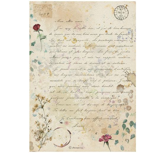 Stamperia Motiv-Strohseiden Sortiment "Flowers and Poems", DIN A4 , 6er-Set