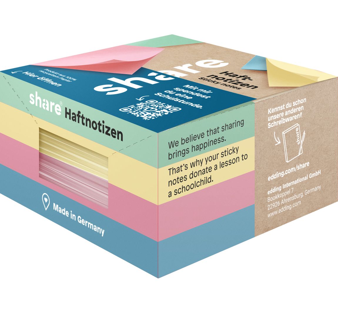 share Haftnotizblock, 4 x 100 Blatt
