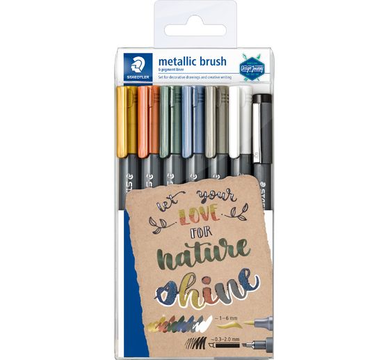 STAEDTLER Brush pen & Pigment Liner-Set "Metallic", 7-tlg.