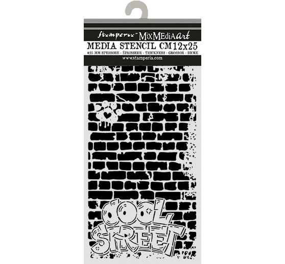 Stamperia Stencil "Furry Friends 2 - Cool Street Bricks", 12 x 25 cm