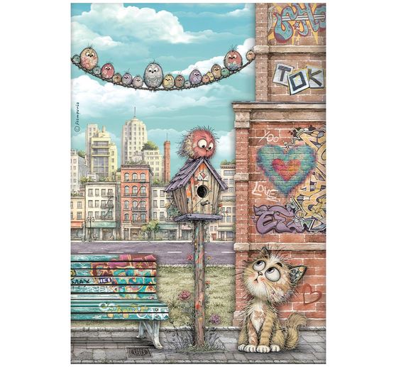 Stamperia Motiv-Strohseiden Sortiment "Furry Friends 2", DIN A4 , 6er-Set