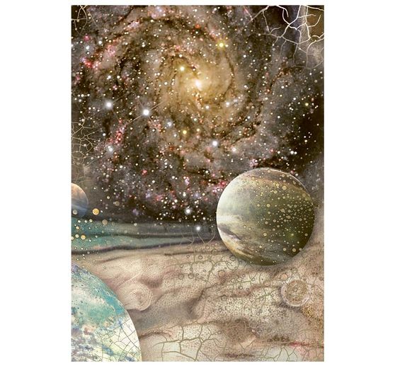 Stamperia Motif straw silk backgrounds "Cosmos", DIN A6, set of 8