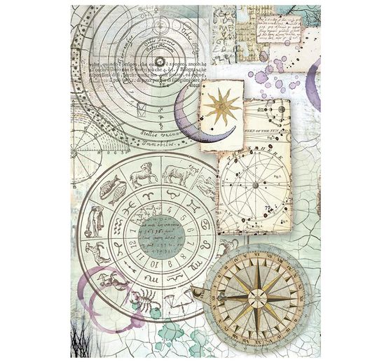 Stamperia Motif straw silk backgrounds "Cosmos", DIN A6, set of 8