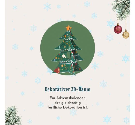 3D-Adventskalender "O R&auml;tselbaum" zum Aufstellen und Aufklappen
