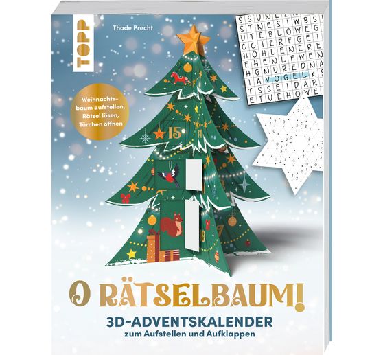 3D-Adventskalender "O R&auml;tselbaum" zum Aufstellen und Aufklappen