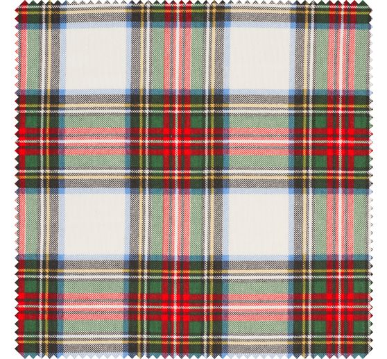 Motiv-Stoff Leinenoptik "Schottenkaro-Wei&szlig;", Acryl-beschichtet
