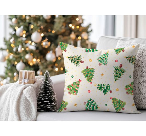 Motiv-Stoff Leinenoptik "O Tannenbaum"