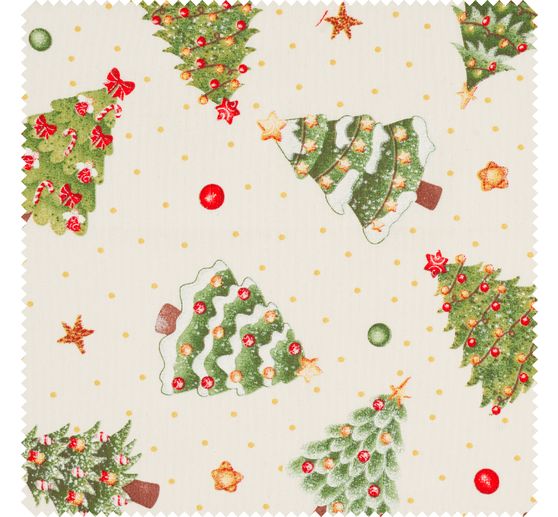 Motiv-Stoff Leinenoptik "O Tannenbaum"