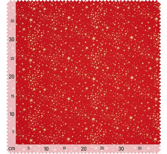 Baumwoll-Stoff Popeline Hot-Foil "Kleine Sterne-Rot"