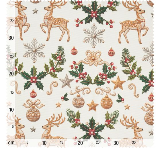 Baumwoll-Stoff "Rentier & Ilex", Acryl beschichtet
