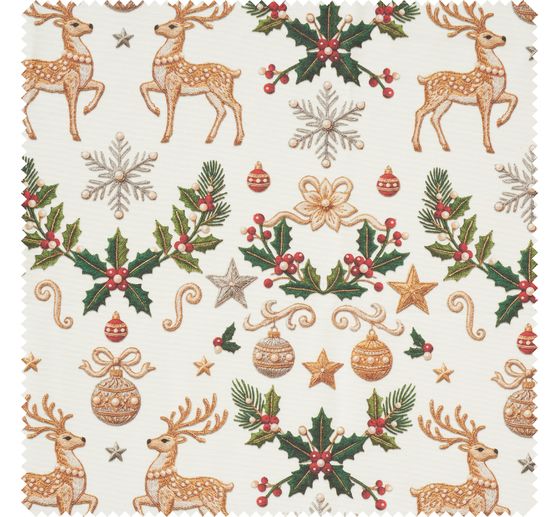 Baumwoll-Stoff "Rentier & Ilex", Acryl beschichtet