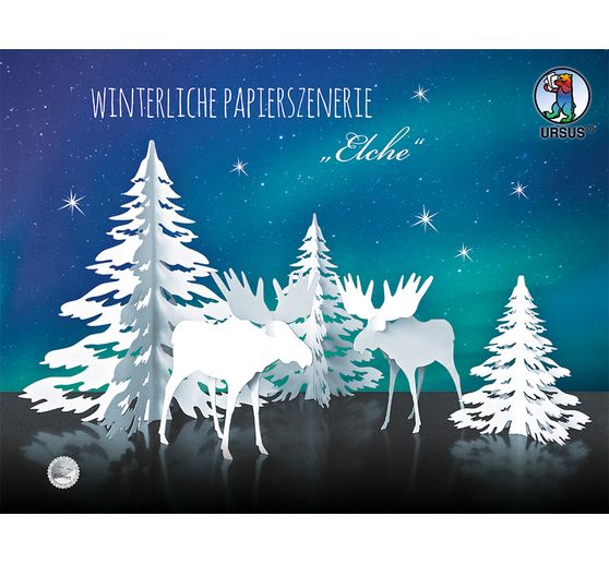 Winterliche Papierszenerie "Elche"