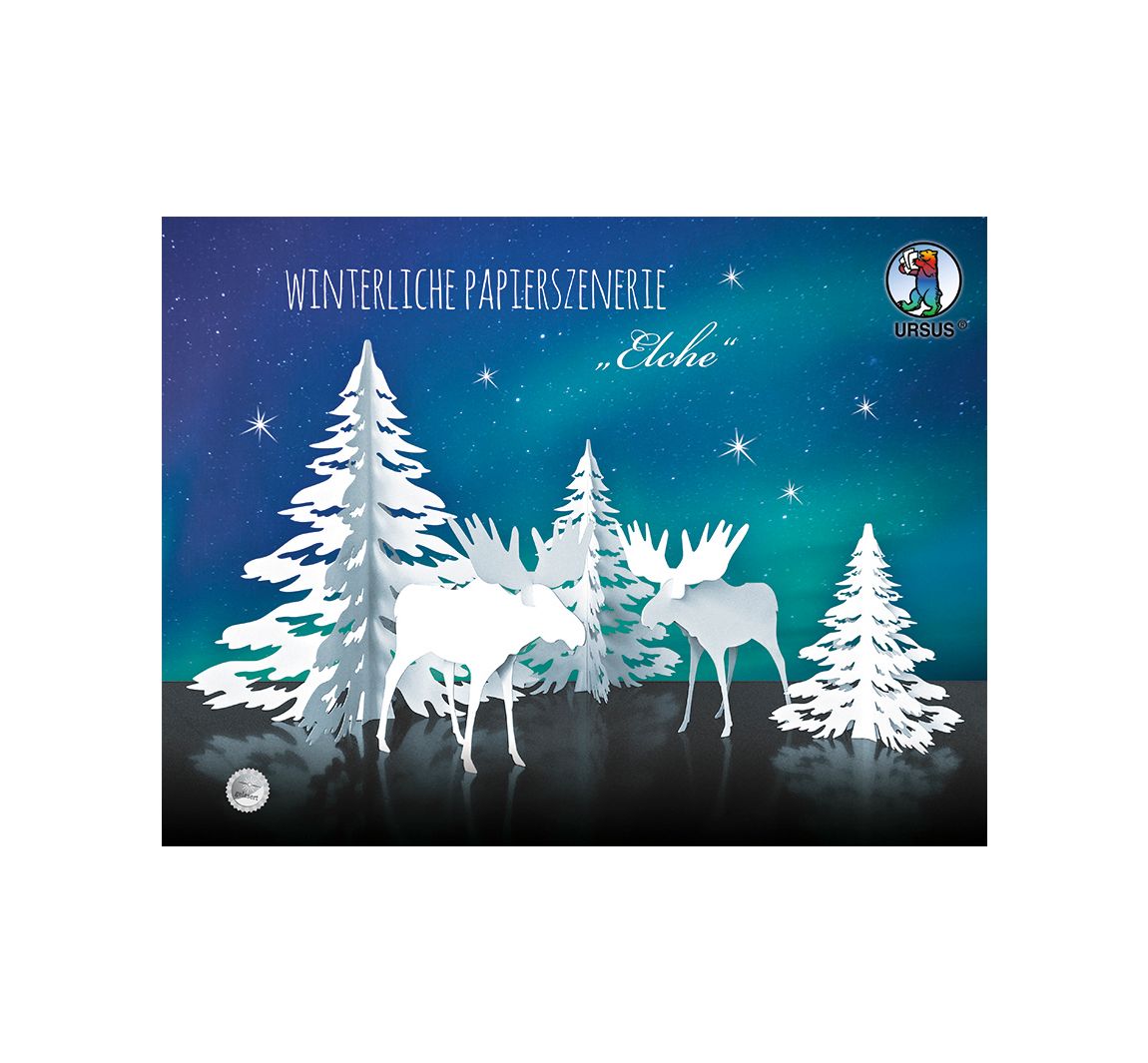 Winterliche Papierszenerie "Elche"