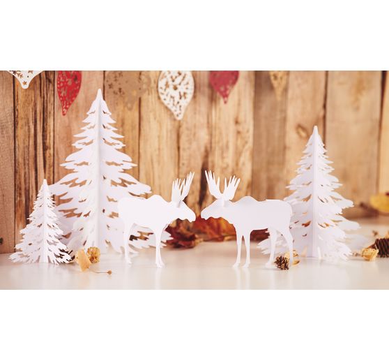 Winterliche Papierszenerie "Elche"