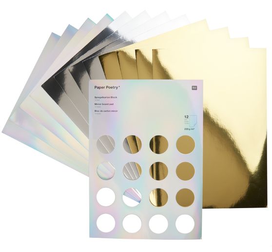 Spiegelkarton-Block Gold/Silber