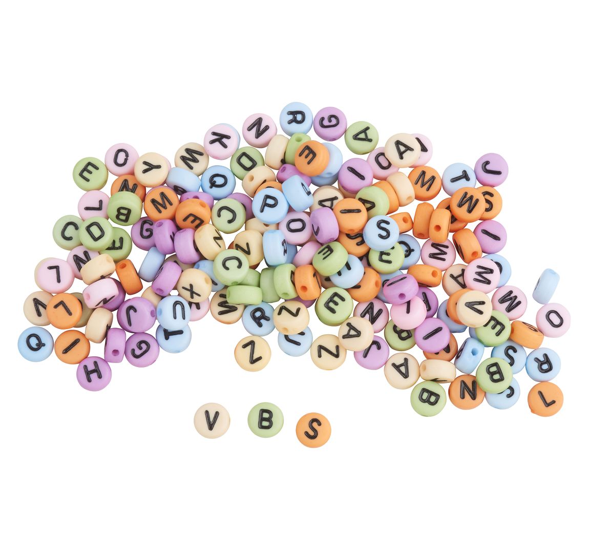 Rico Design Perlen-Buchstaben Set, Rund - Pastell