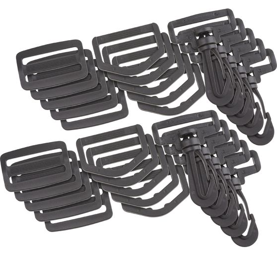 VBS Bag accessories set "Carabiner, D-Ring and Ladder Buckle", 30 pcs.