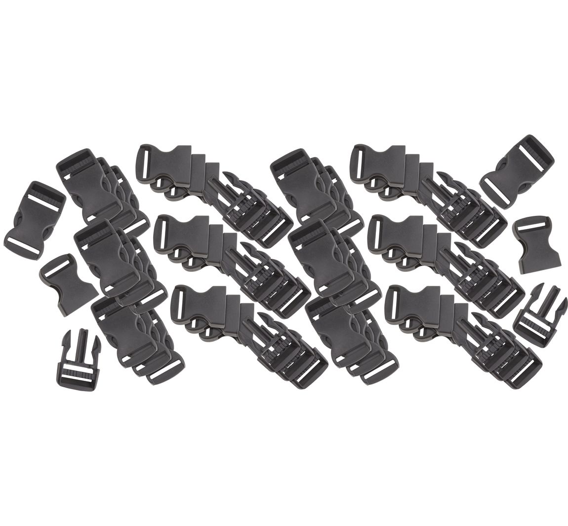 VBS Steckschnallen / Klickverschlüsse, Schwarz, 20 Stück - 25 mm